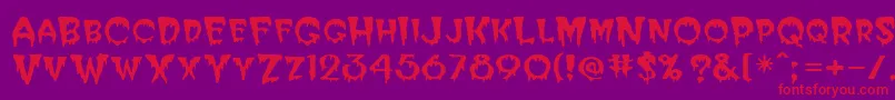 フォントPostcryptMedium – 紫の背景に赤い文字