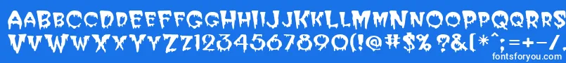 PostcryptMedium-Schriftart – Weiße Schriften auf blauem Hintergrund