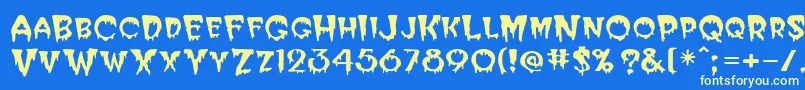 フォントPostcryptMedium – 黄色の文字、青い背景