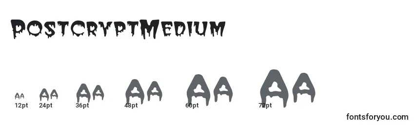 Размеры шрифта PostcryptMedium