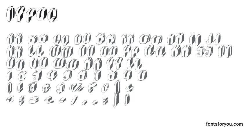 A fonte Typoc – alfabeto, números, caracteres especiais