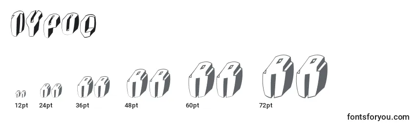 Размеры шрифта Typoc