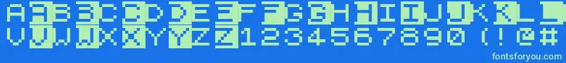 フォントZx81 – 青い背景に緑のフォント