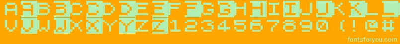 Zx81-Schriftart – Grüne Schriften auf orangefarbenem Hintergrund