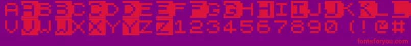 フォントZx81 – 紫の背景に赤い文字