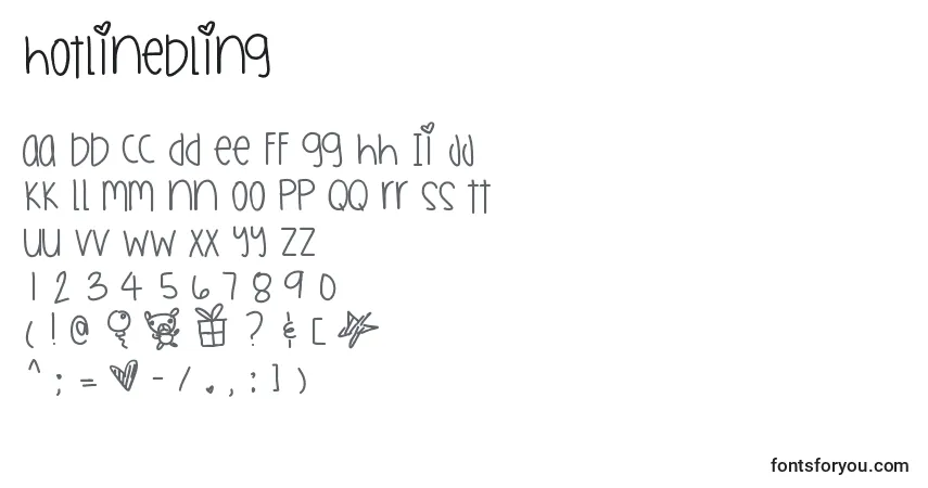 Шрифт Hotlinebling – алфавит, цифры, специальные символы