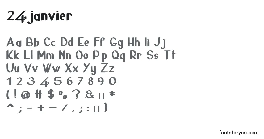 A fonte 24janvier – alfabeto, números, caracteres especiais