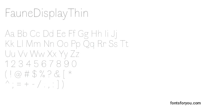 FauneDisplayThinフォント–アルファベット、数字、特殊文字