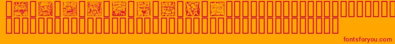 フォントMyths – オレンジの背景に赤い文字