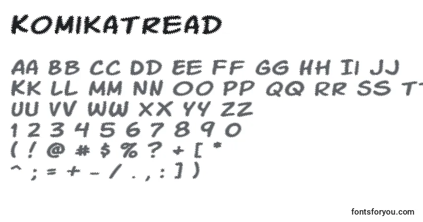 Czcionka KomikaTread – alfabet, cyfry, specjalne znaki