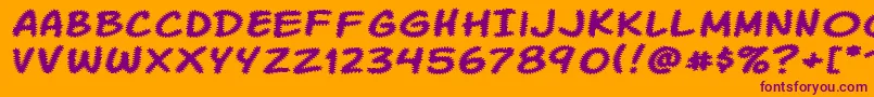 KomikaTread-Schriftart – Violette Schriften auf orangefarbenem Hintergrund