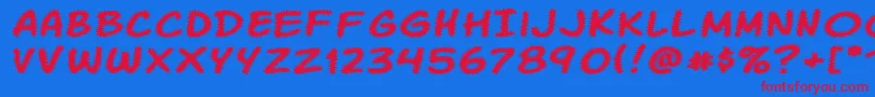 フォントKomikaTread – 赤い文字の青い背景