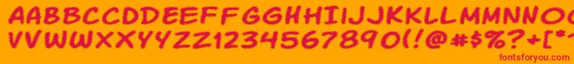フォントKomikaTread – オレンジの背景に赤い文字