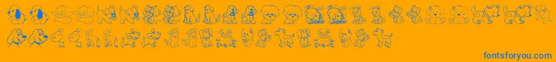 TenderPuppies-Schriftart – Blaue Schriften auf orangefarbenem Hintergrund