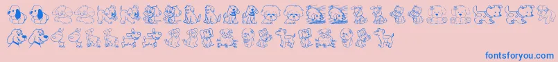 Weitere Informationen zur TenderPuppies-Schriftart TenderPuppies-Schriftart – Blaue Schriften auf rosa Hintergrund