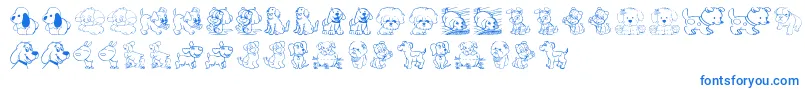 TenderPuppies-Schriftart – Blaue Schriften auf weißem Hintergrund