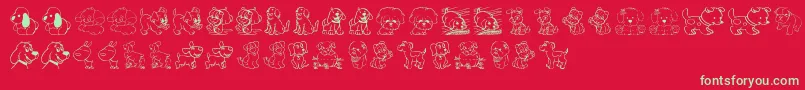 TenderPuppies-Schriftart – Grüne Schriften auf rotem Hintergrund