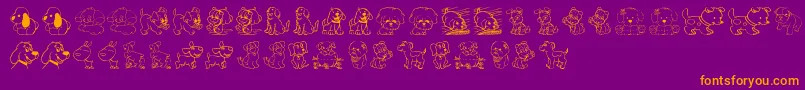 TenderPuppies-Schriftart – Orangefarbene Schriften auf violettem Hintergrund
