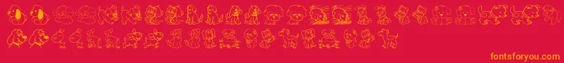 TenderPuppies-Schriftart – Orangefarbene Schriften auf rotem Hintergrund