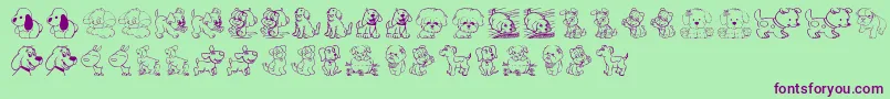 TenderPuppies-Schriftart – Violette Schriften auf grünem Hintergrund