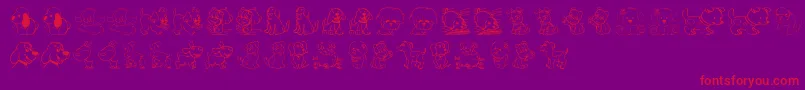 TenderPuppies-Schriftart – Rote Schriften auf violettem Hintergrund