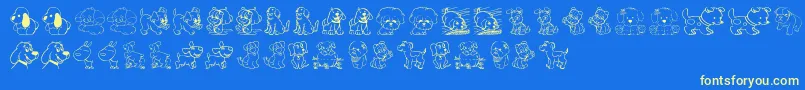 TenderPuppies-Schriftart – Gelbe Schriften auf blauem Hintergrund