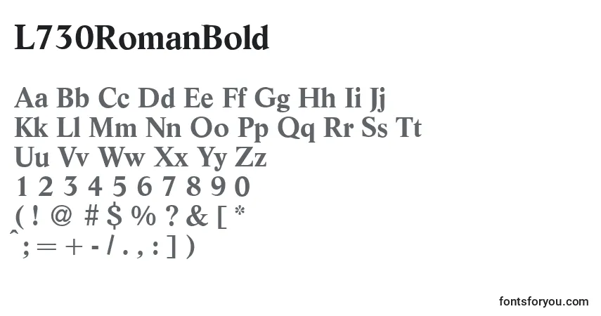 Czcionka L730RomanBold – alfabet, cyfry, specjalne znaki