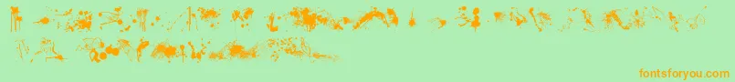 フォントRfxSplatz – オレンジの文字が緑の背景にあります。