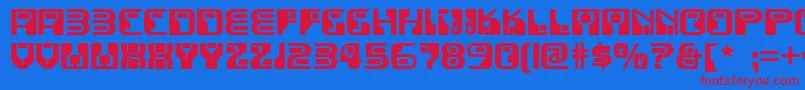 Funky ffy-Schriftart – Rote Schriften auf blauem Hintergrund
