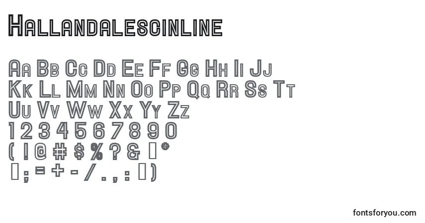 Fuente Hallandalescinline - alfabeto, números, caracteres especiales