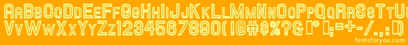 Hallandalescinline-Schriftart – Gelbe Schriften auf orangefarbenem Hintergrund