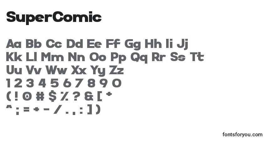 Schriftart SuperComic – Alphabet, Zahlen, spezielle Symbole