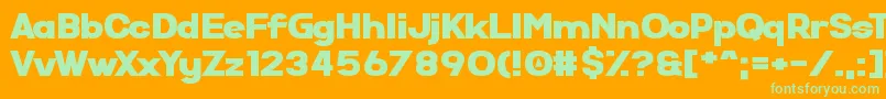 SuperComic-Schriftart – Grüne Schriften auf orangefarbenem Hintergrund