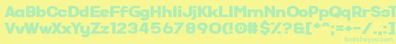 SuperComic-Schriftart – Grüne Schriften auf gelbem Hintergrund