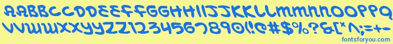 Saiba mais sobre a fonte MagicBeansLeftalic Fonte MagicBeansLeftalic – fontes azuis em um fundo amarelo