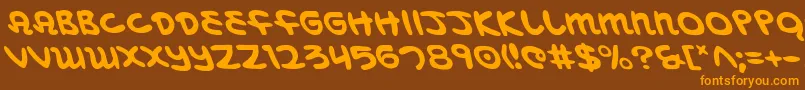 Weitere Informationen zur MagicBeansLeftalic-Schriftart MagicBeansLeftalic-Schriftart – Orangefarbene Schriften auf braunem Hintergrund