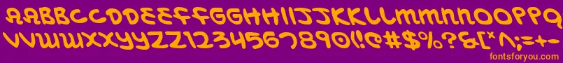MagicBeansLeftalic-Schriftart – Orangefarbene Schriften auf violettem Hintergrund