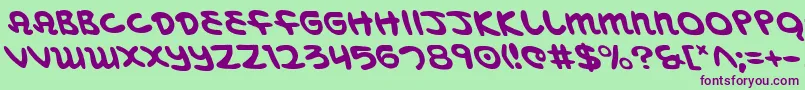 Fonte MagicBeansLeftalic – fontes roxas em um fundo verde