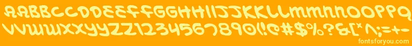 MagicBeansLeftalic-Schriftart – Gelbe Schriften auf orangefarbenem Hintergrund