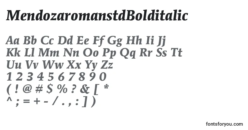 Fuente MendozaromanstdBolditalic - alfabeto, números, caracteres especiales