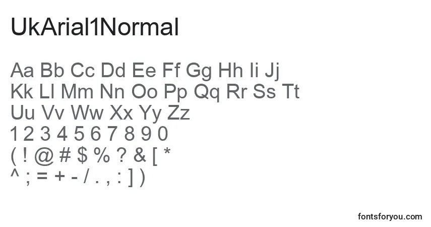 Schriftart UkArial1Normal – Alphabet, Zahlen, spezielle Symbole
