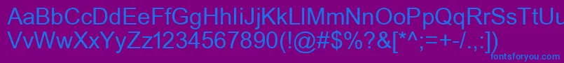 UkArial1Normal Font – Blue Fonts on Purple Background