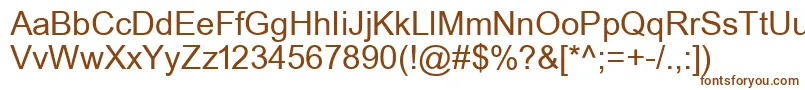 UkArial1Normal-Schriftart – Braune Schriften auf weißem Hintergrund