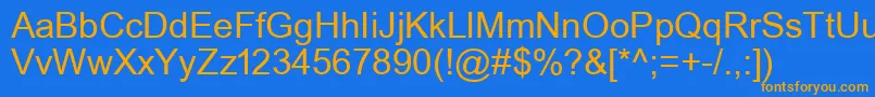 フォントUkArial1Normal – オレンジ色の文字が青い背景にあります。