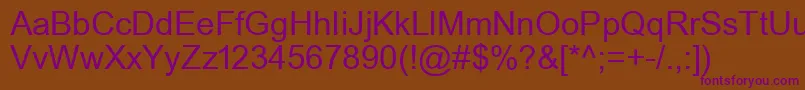 UkArial1Normal Font – Purple Fonts on Brown Background