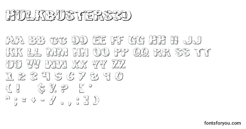 Schriftart Hulkbusters3D – Alphabet, Zahlen, spezielle Symbole