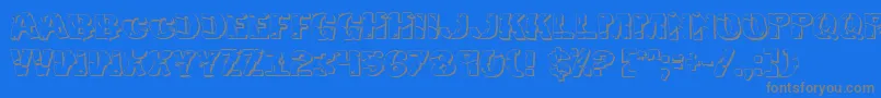 Hulkbusters3D-Schriftart – Graue Schriften auf blauem Hintergrund