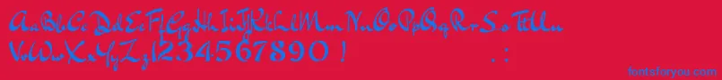 BluelminKisaburoFree-Schriftart – Blaue Schriften auf rotem Hintergrund