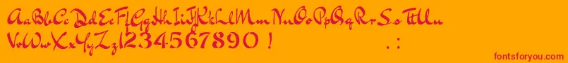 フォントBluelminKisaburoFree – オレンジの背景に赤い文字