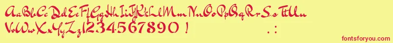 BluelminKisaburoFree Font – Red Fonts on Yellow Background